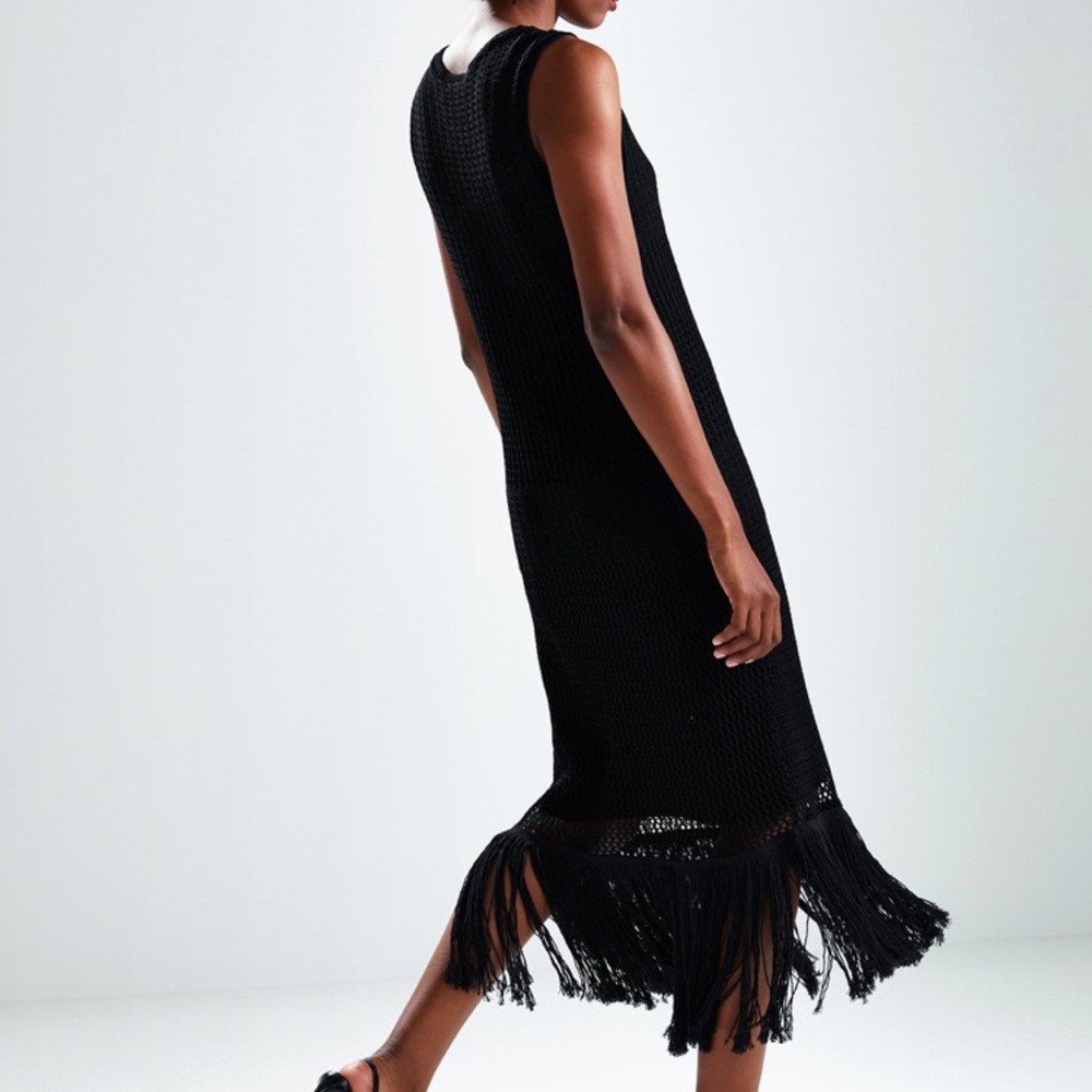 Zara Black Fringe Dress SOLD OUT - Picture 3 of 3
